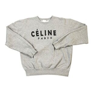 CELINE Paris Sweatshirt in Cotton Fleece Gray Size Medium